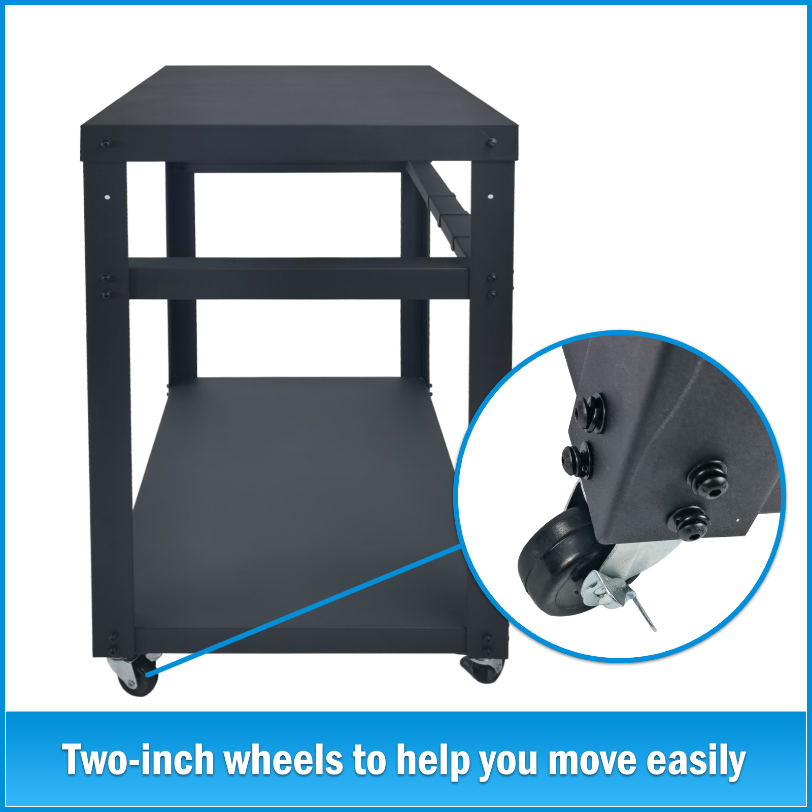 Double-Shelf Movable Outdoor Worktable
