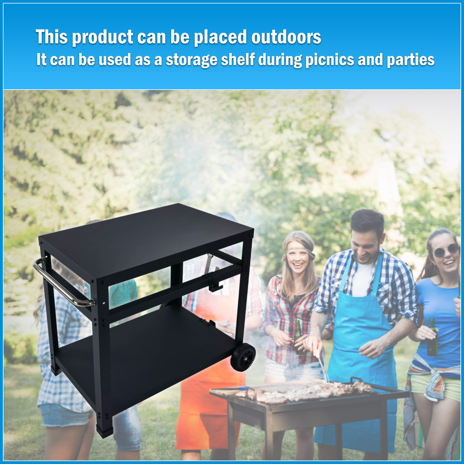 Double-Shelf Movable Dining Cart Table