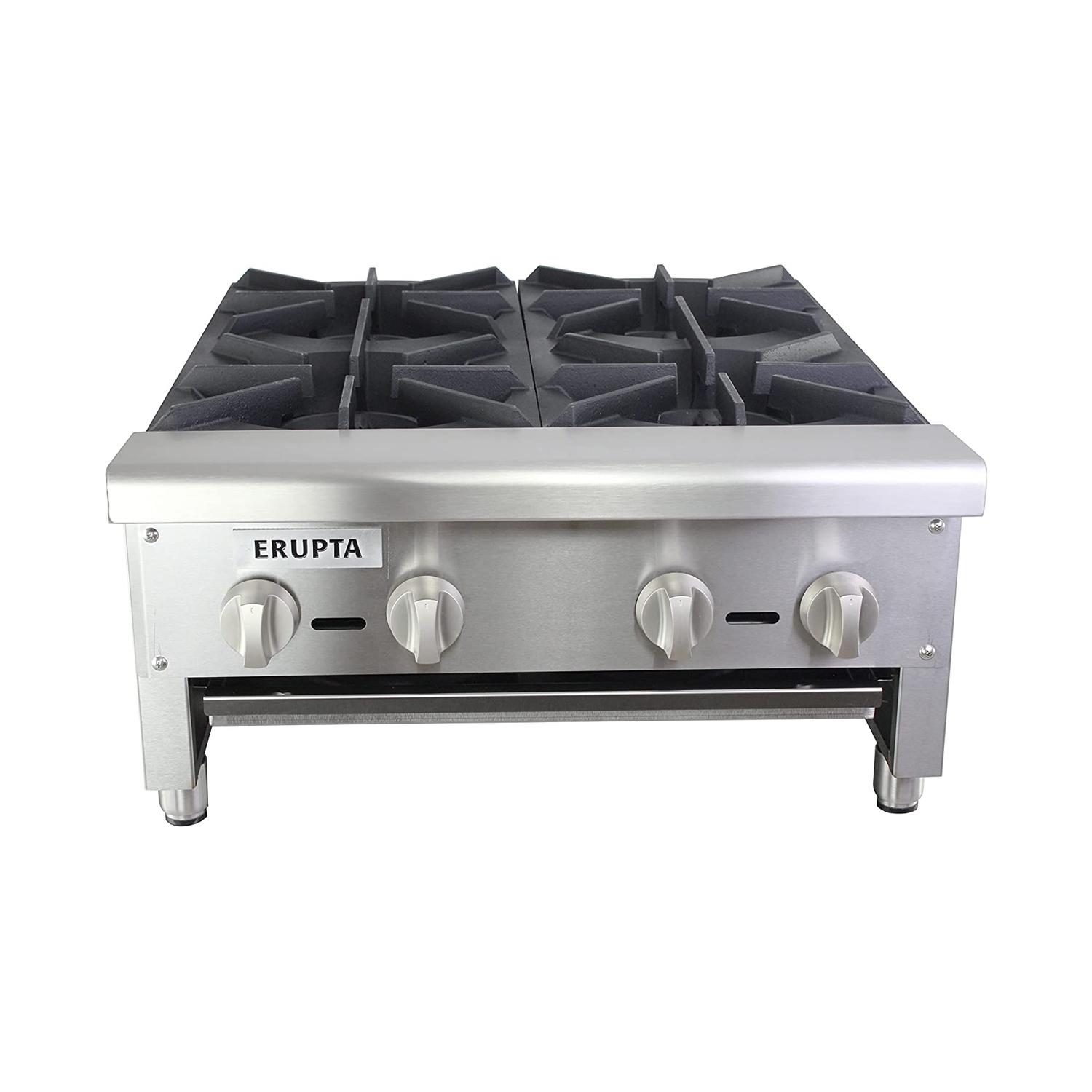 ERUPTA 24'' Commercial Hot Plate Natural/Propane Gas Cook Stove Range with 4 Burners BTU 112,000 Restaurant Equipment