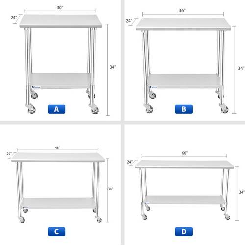 Stainless Steel Workbench (Wheel type & Backsplash)